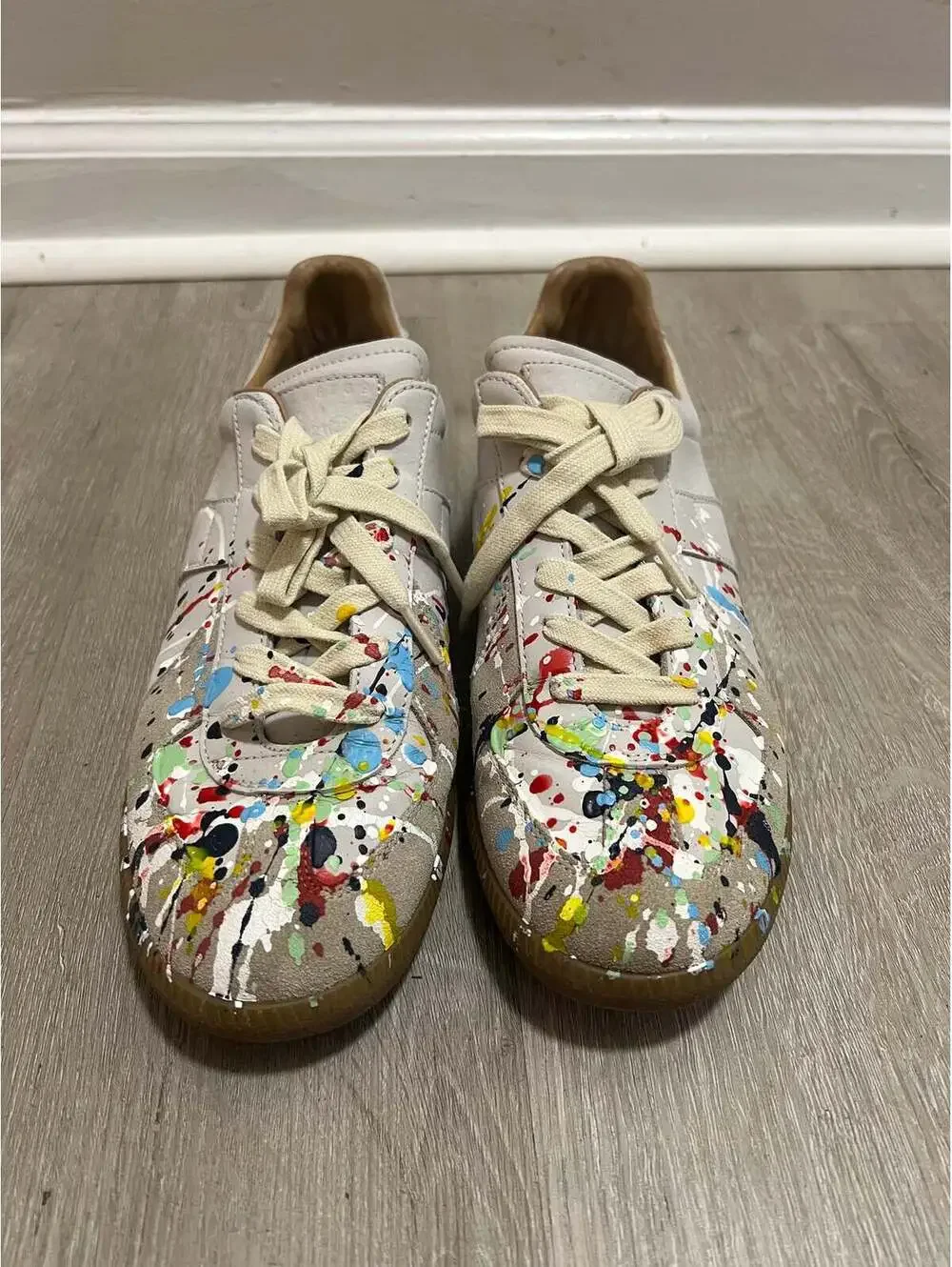 Maison Margiela GAT German Army Trainer Sneakers Paint Splatter Size 40